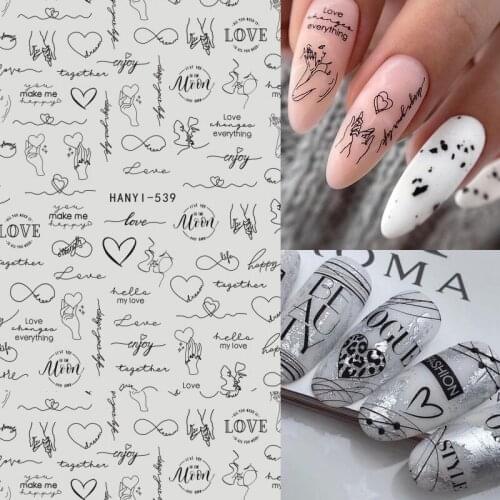 Romantic Valentines Day Nail Stickers Love Heart Adhesive Wraps Decals Sliders for Nails Art Decoration Manicure Tattoo Design