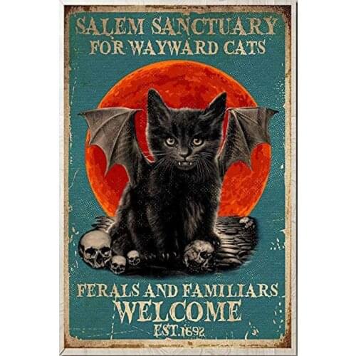 Cat for Wayward Cats Poster Wall Art Metal Tin Sign Warn Retro Novelty Music Bar Garage Restaurant Wall 8x12 Inches
