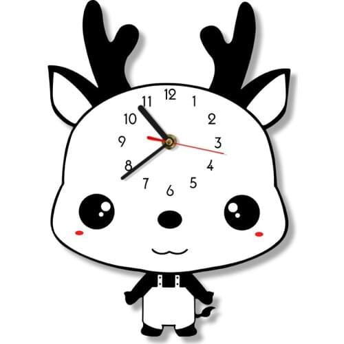 Little Sheep Cartoon Print Wall Clock Sheep Kid Room Nursery Wall Art Decor Animal Baby Sheep Non ticking Hanging Wall Watch