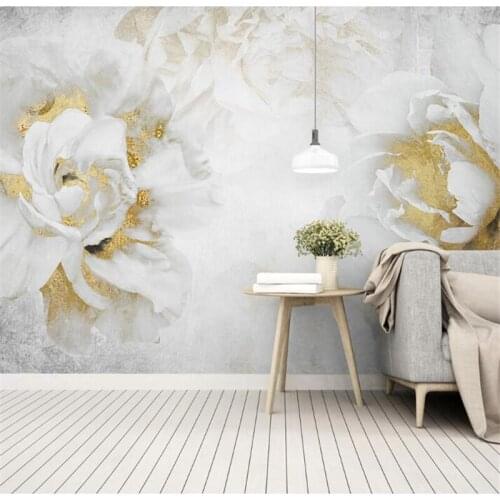Mural Custom wallpaper Modern minimalist garden flowers golden roses TV background wall papel pintado mural wallpaper