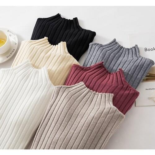 2021 Spring New Semi Turtleneck Sweater Slim Fit Black Long Sleeve Knitted Top