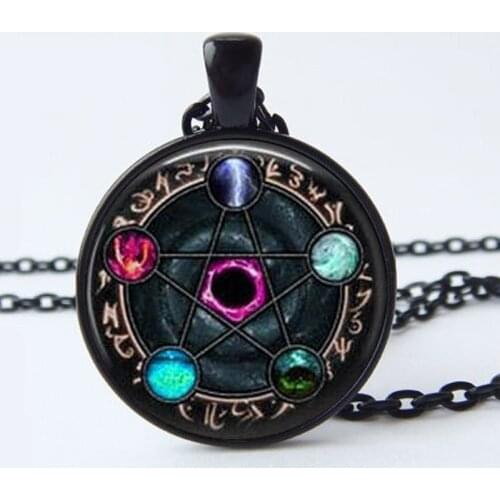 New Arrival Wiccan Pendant Necklace Constellations of The Zodiac Wicca Pagan Jewelry Glass Cabochon Necklace for Women Jewelry