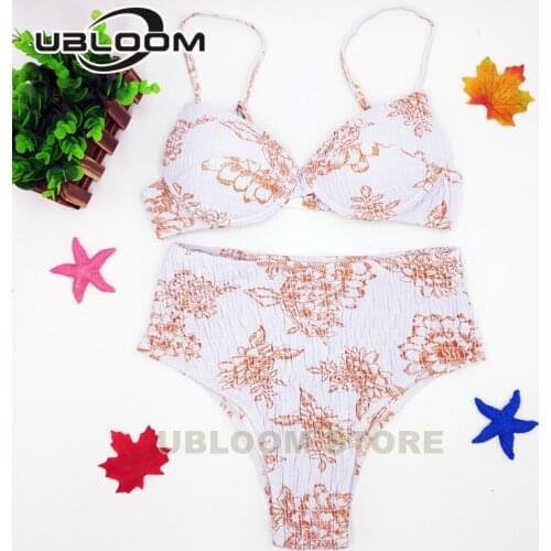 New Sexy High Waist Bikini Set Swimsuit Women Underwired Swimwear Bandeau Push Up Bathing Suit Ruched Beach Wear Swimming Suits