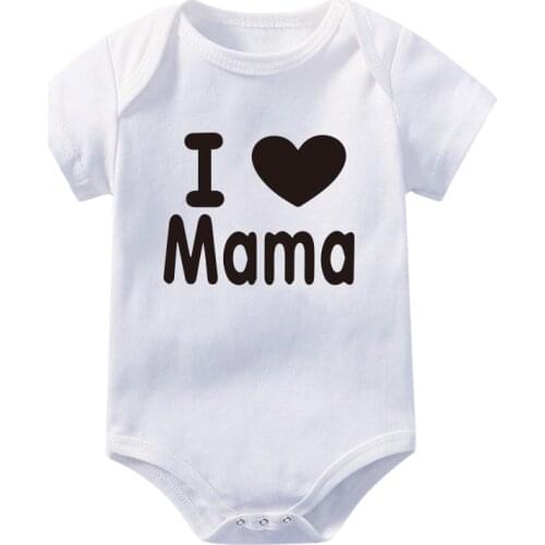 Newborn Baby Clothes 100%Cotton Letter Print I Love Mama Papa Toddler Funny Jumpsuit Infant Clothing Bodysuits Romper 0-24M