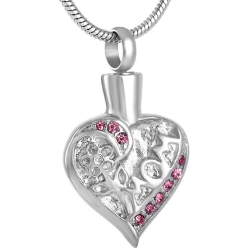 IJD8677 Stainless Steel Heart Pendant Necklace cremation Jewelry Ashes Urn Memorial Pendant