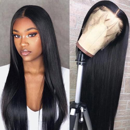 Wholesale 4x4 Closure Wig Straight Lace Frontal Wig Brazilian Pre Plucked Bone Straight Lace Front Human Hair Wigs For Women