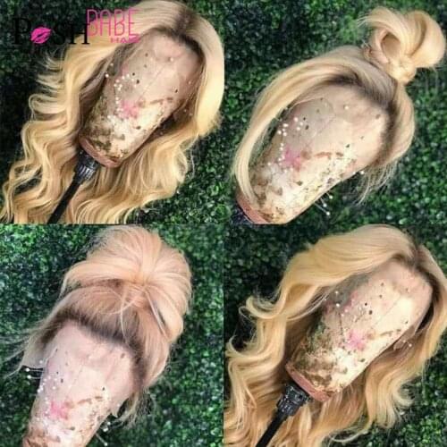 1B 613 Ombre Lace Wig Humain Hair 22 24 26 inch Body Wave Indian Honey Blonde 613 Colored Lace Frontal Wigs Pre Plucked Hairline