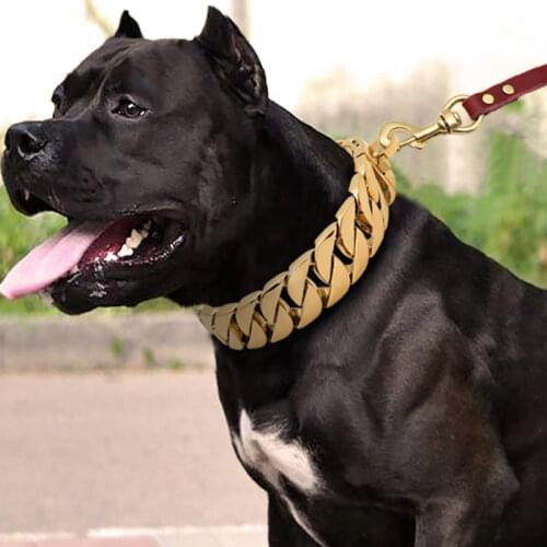 Strong Metal Dog Chain Collars Stainless Steel Pet Training Choke Collar For Large Dogs Pitbull Bulldog Silver Gold Show Collar