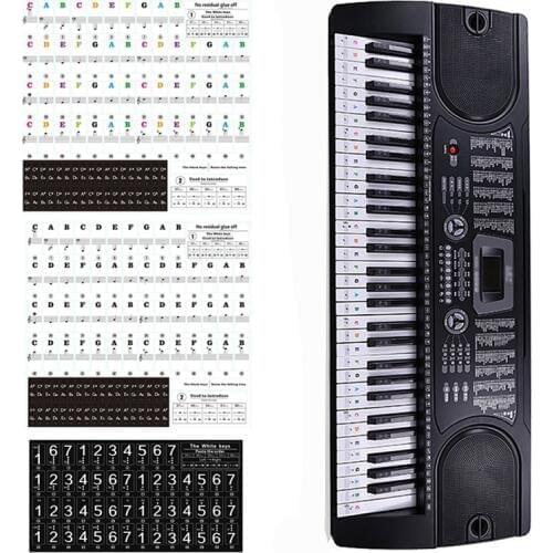 Transparent Piano Keyboard Sticker 37/49/54/61/88 Key Electronic Keyboard Piano Sticker 88 Key Piano Stave Note Sticker for Keys