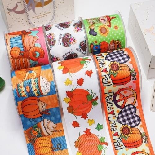DIY Handmade Materials Printed Halloween Grosgrain Ribbon 50 Yard Per Size 56367