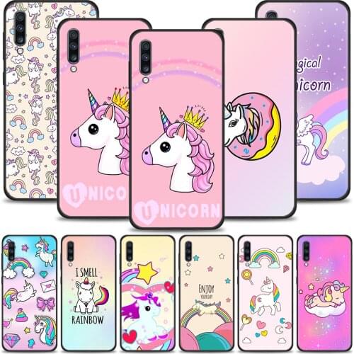 Cover For Samsung Galaxy A50 A70 A10 A20e A30 A40 A20s A10s A10e A80 A90 A60 A30s Black Case Shell Silicone Unicorn Dolls