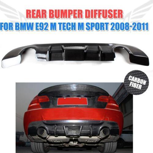 Carbon Fiber Rear Bumper Lip Diffuser Spoiler For BMW 3 Series E92 335i M Sport 2008-2011 dual exhaust one outlet