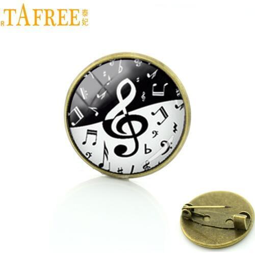 TAFREE Stylish treble clef wave gifts brooches upscale yin yang music note pins steam punk formal wear badge for men women T610