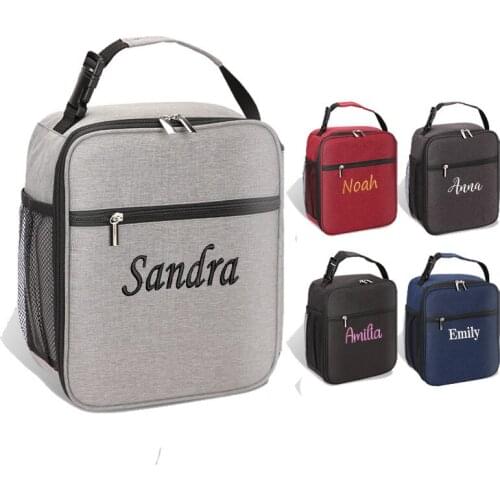 Personalized Oxford Cloth Lunch Bag Custom Embroidery Portable Cooler Bag Outdoor Picnic Lunch Box Ice Bag