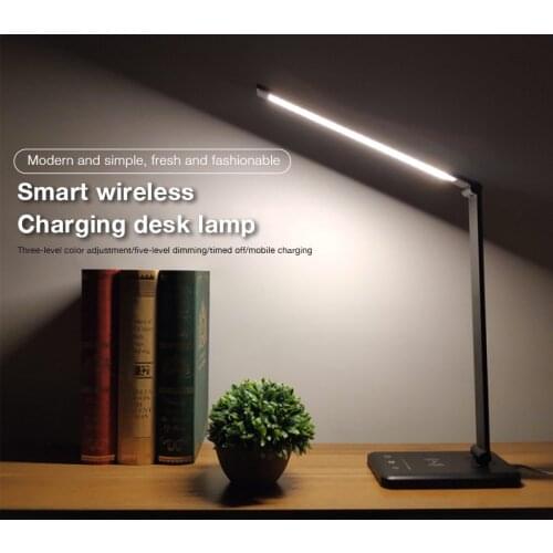 LED Desk Lamp Eye Protection Wireless Charging 5 Level Dimable Folding Touch Night Light For Bedroom Bedside Study Reading