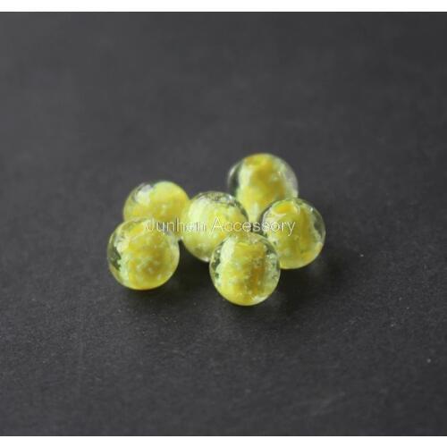 30Pieces/Lot 8mm 10mm Luminous Lampwork Glass Beads Simply Yellow color jewelry making