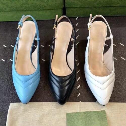 2021 New Sexy Pumps Pointed Toe Women Pumps Fashion Genuine Leather Buckle Strap Women Shoes Slingbacks High Heels Shoes Woman