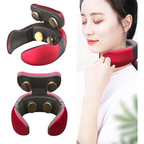 Smart Electric Neck and Shoulder Massager Pain Relief Tool Health Care Relaxation Cervical 4D Magnetic Therapy Massage Machine