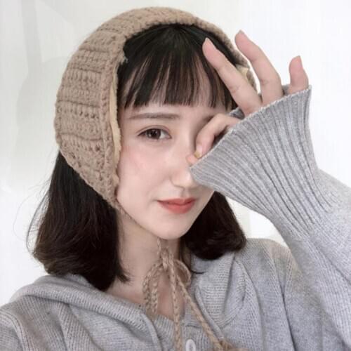 Vintage wool ear muff lovely tie with autumn and winter warm knit ear muff