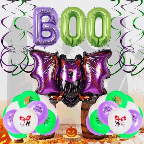 Halloween balloon set purple bat 32 inch BOO balloon Halloween Easter party scene decoration balloon set