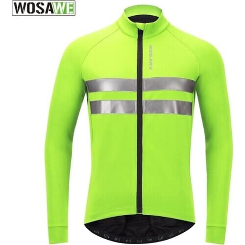 WOSAWE Winter Fleece Mens Cycling Jacket Windproof Reflective Bike Bicycle Jacket Running MTB Jacket Warm Windbreaker Clothing