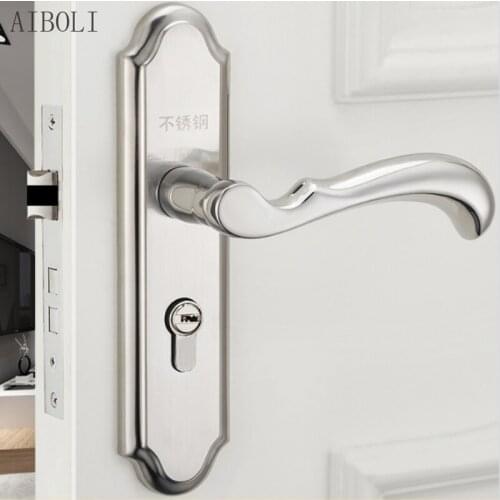 Stainless Steel Door Lock Bedroom Door Lock Wooden Door Silent Room Door Lock Handle Locks Engineering Locks