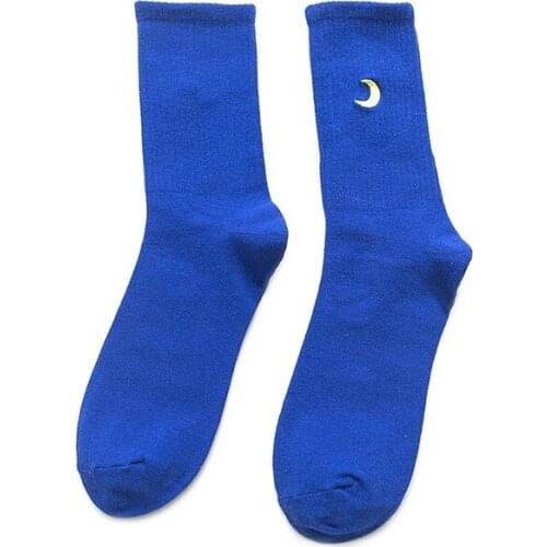 Women Cartoon Cotton Embroidered Weather Socks Ladies Quality Funny Socks Simple Girls Leisure Womens Middle Tube Socks