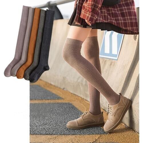 Winter Knee Stockings Women Japanese Korea Thigh High Over Knee Socks Warm Long Stocking Sexy Feamale Medias Cotton Stockings