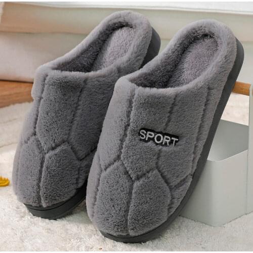 Winter Mens Slippers Warm Plush Home Cotton Shoes Women 2021 Non-slip Soft Soled Ladies Couple Slipper Bedroom Plus Size 36-45