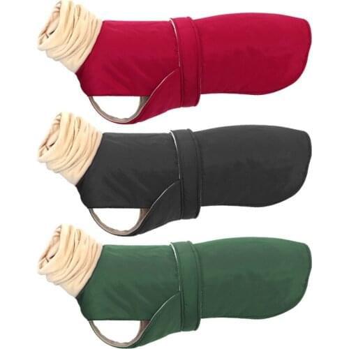 Winter Warm Dog Clothes Waterproof Thick Dog Jacket Clothing Red Black Dog Coat with Leash Hole for Medium Large Dogs Greyhound