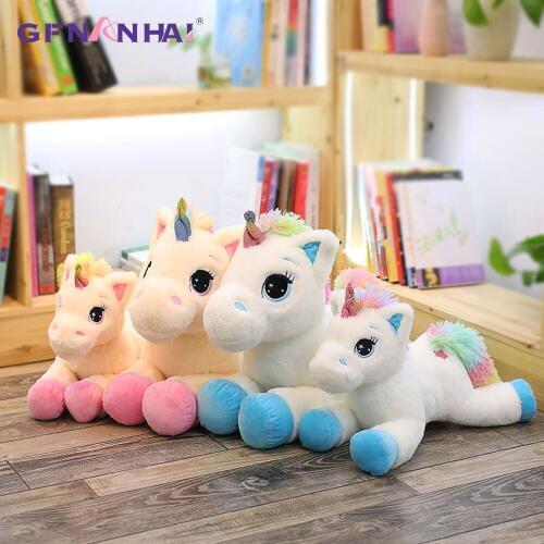 1pc 40/60cm cartoon rainbow unicorn plush toy stuffed kawaii animal horse toys pillow for children birthday gift