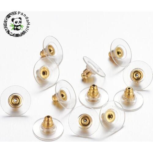100pcs Brass Round Earring Backs Stopper Earnuts Stud Plugs for DIY Jewelry Findings Accessories Making 12x7mm