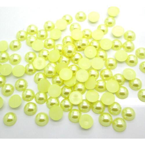 1000Pcs 7mm Yellow Half Roud Pearl Beads FlatBack Scrapbook Craft Cabochon Kawaii DIY Embellishments Accessories