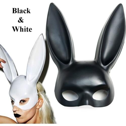 38x18cm Classic Rubbit Black or White Facepiece Cosplay Mask Half Face Party Decoration