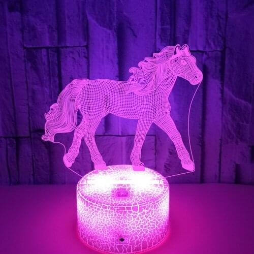 3d Lamp Illusiin Night Lights Decoration Led Horse Table Lamp for Bedroom Gifts for Kids Birthday Party Present for Partner