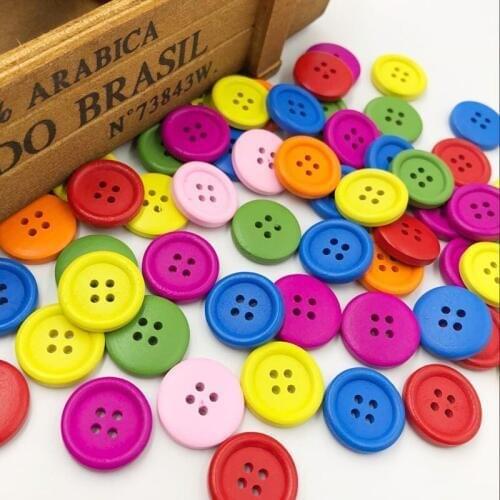 50pcs Mix Color 4 Holes Wood Buttons 20mm Sewing Craft Mix Lots WB538