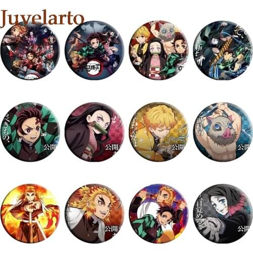 Anime Demon Slayer: Kimetsu No Yaiba Badges On A Backpack Nezuko Anime Icons Pins Badge Decoration Brooches Metal Badges DIY