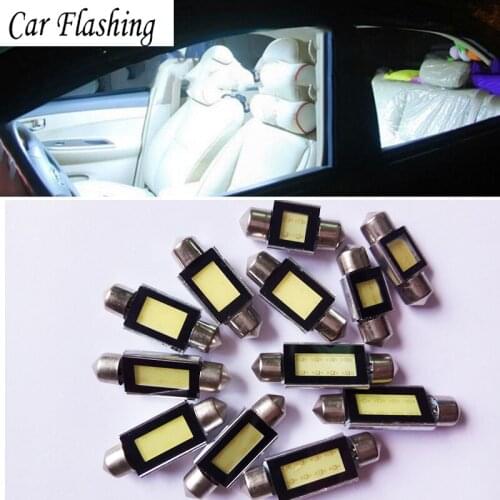 Car Flashing 50Pcs 31mm 36mm 39mm 42mm COB LED White Dome Festoon CANBUS Error Free Interior Car Auto Reading Light Parking Lamp