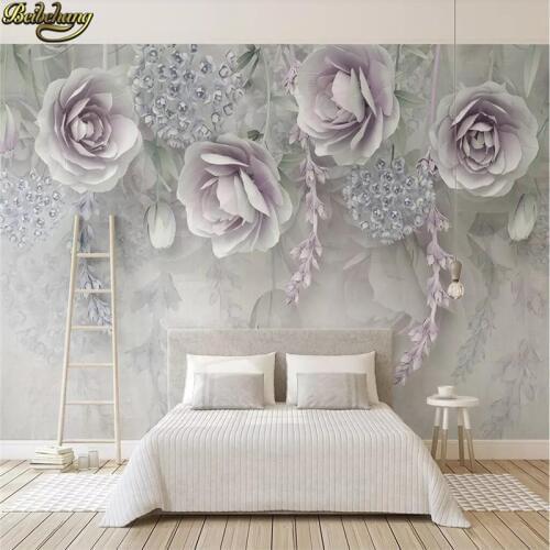 Beibehang 3d Wall paper Marble Diamond Jewelry Rose TV Background Mural wallpaper for Living Room wall-paper Home Decor