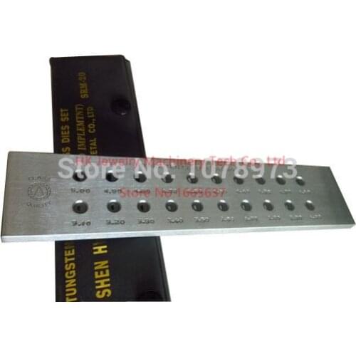 Free Shipping 3.00-5.00mm Hole Size China Jewelry Tools 20 Holes Half Round Shape Tungsten Carbide Drawplate
