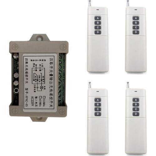 3000m AC 220V 4CH 4 CH Wireless Remote Control Switch System RF Relay Receiver Module Transmitter Smart Home Switch 315/433 MHz