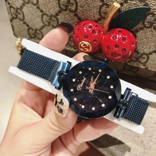 New Fashion Multi Faceted Women Star Crystal Watches Quartz Ultra Thin Milanese Watch Full Steel Bracelet Wristwatch Montre 3Bar