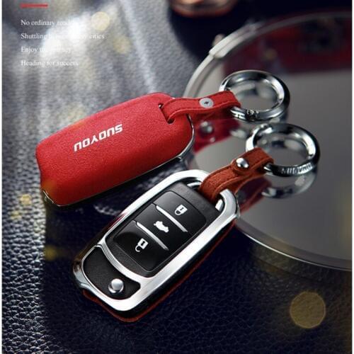 Genuine Leather Galvanized Alloy Car Key Case Cover For Changan CS75 EADO CS35 RAETON CS15 V3 V5 V7 Key Ring 2016 2017 2018