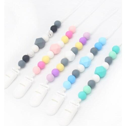 Colorful Silicone Round Beads Baby Pacifier Clips Chain Strap Cute Chupetes Nipple Leashes Strap For Anti Drop Baby Feeding New