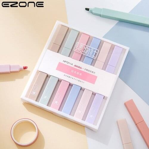 EZONE 6pcs Highlighter Soft Tip Marker Pen Candy Color Fluorescent Pen Writing Board Painting Graffiti Office Supply Stationery