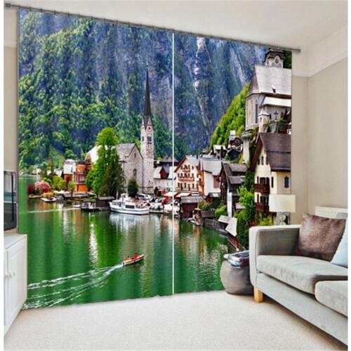 Customized Beautiful scenery Luxury 3D Blackout Window Curtain Drapes For Living room Bed room Hotel Wall Tapestry Cortinas