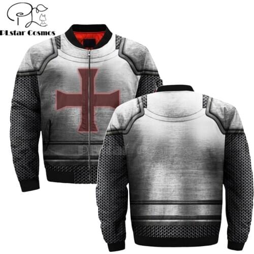 Knights Templar Art Tracksuit 3D Mens bomber jackets Hoodie Men Women New Fashion Zipper Hooded Long Sleeve Pullover Style