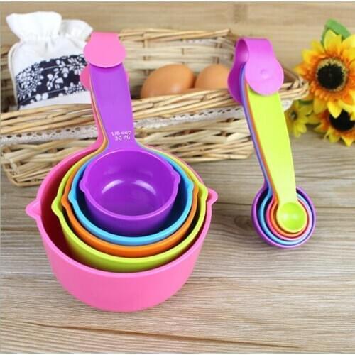 5pcs/set Measuring Spoons Colorful Plastic Measure Spoon Useful Sugar Cake Baking Spoon Kitchen Baking Measuring Tools cup