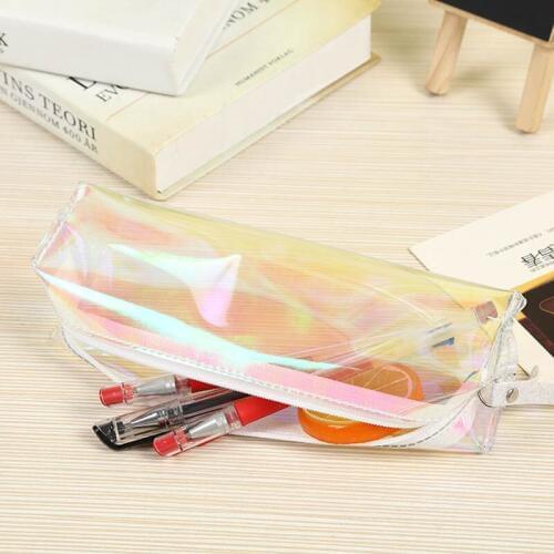 Cute Transparent Pencil Case Box Kawaii Glitter Pencil Bag Pouch Laser Pen Case For Girls Boys Korean Stationery School Supplies