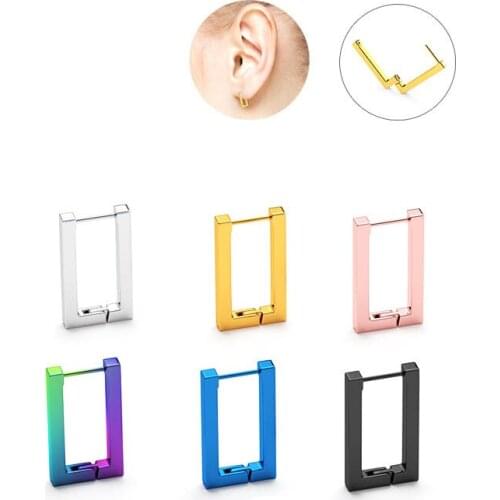 Fashion Geometric Rectangle Studs Earrings Stainless Steel Earring for Men Woman Punk Cool Jewelry